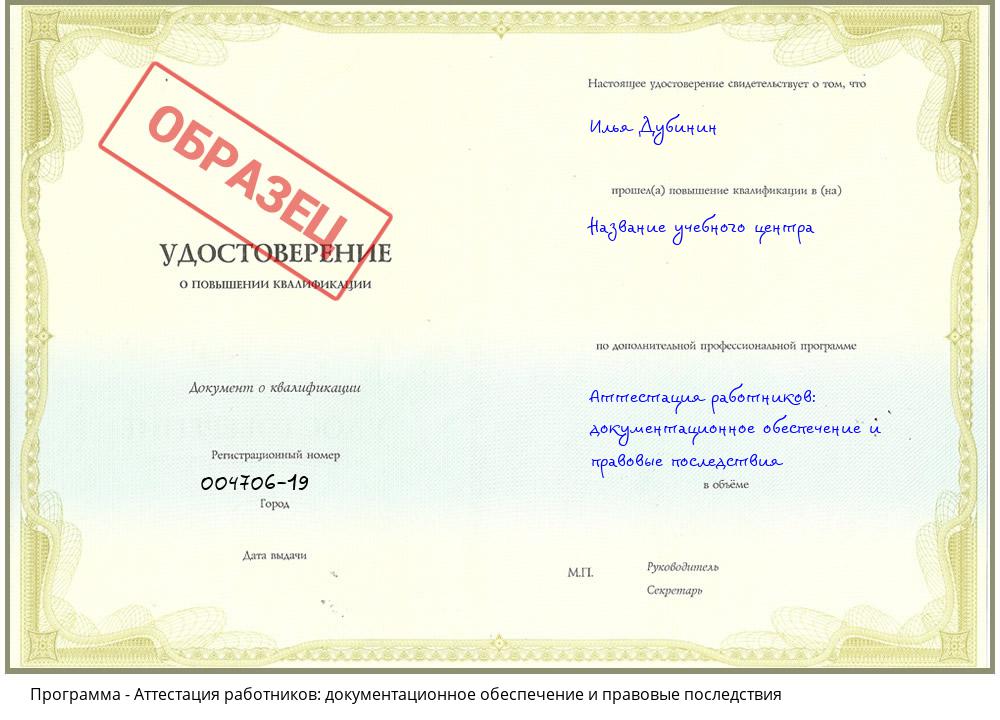 Аттестация работников: документационное обеспечение и правовые последствия Пермь
