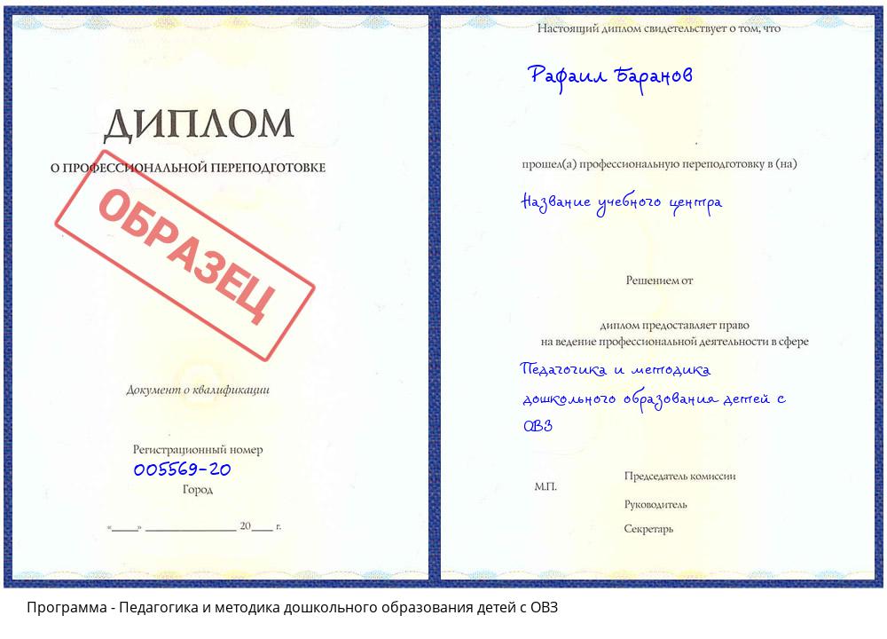 Педагогика и методика дошкольного образования детей с ОВЗ Пермь