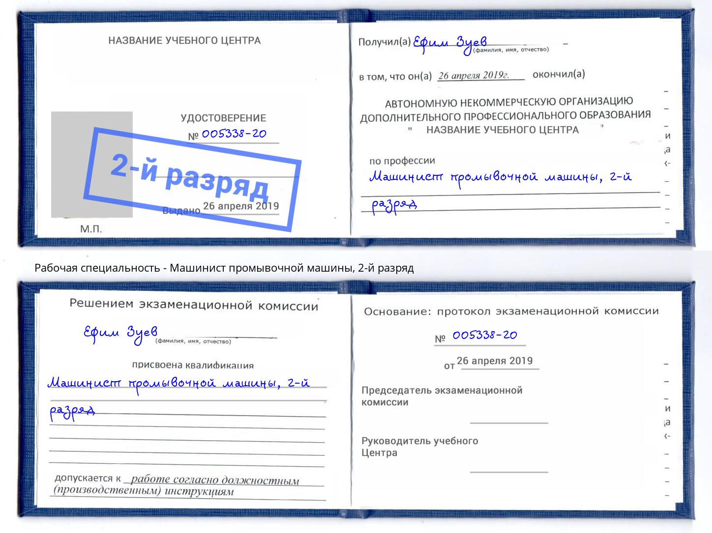 корочка 2-й разряд Машинист промывочной машины Пермь