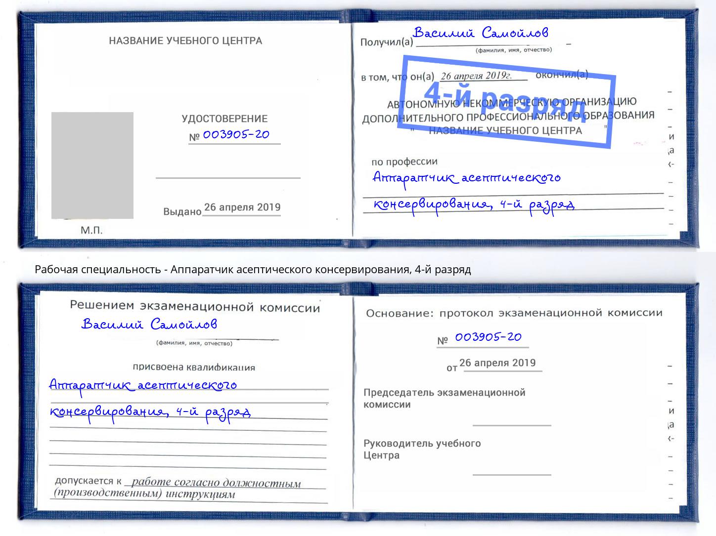 корочка 4-й разряд Аппаратчик асептического консервирования Пермь